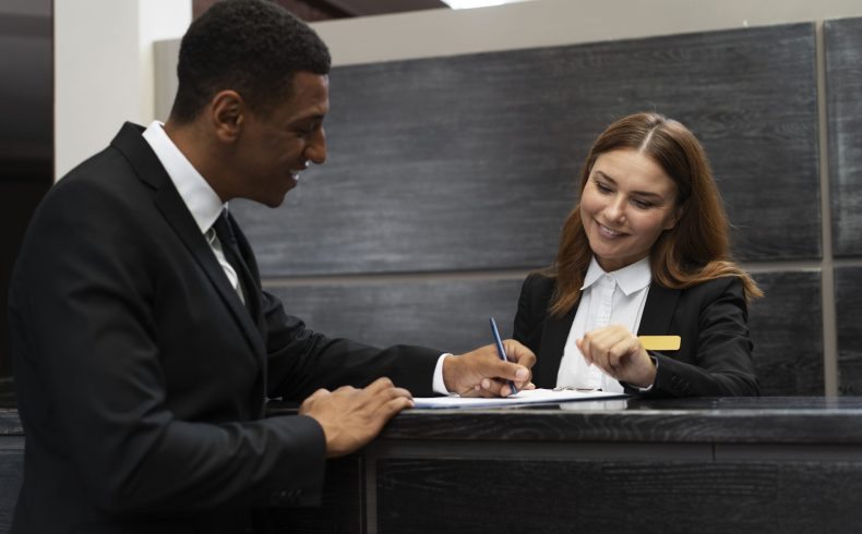 receptionist-elegant-suit-work-with-customer